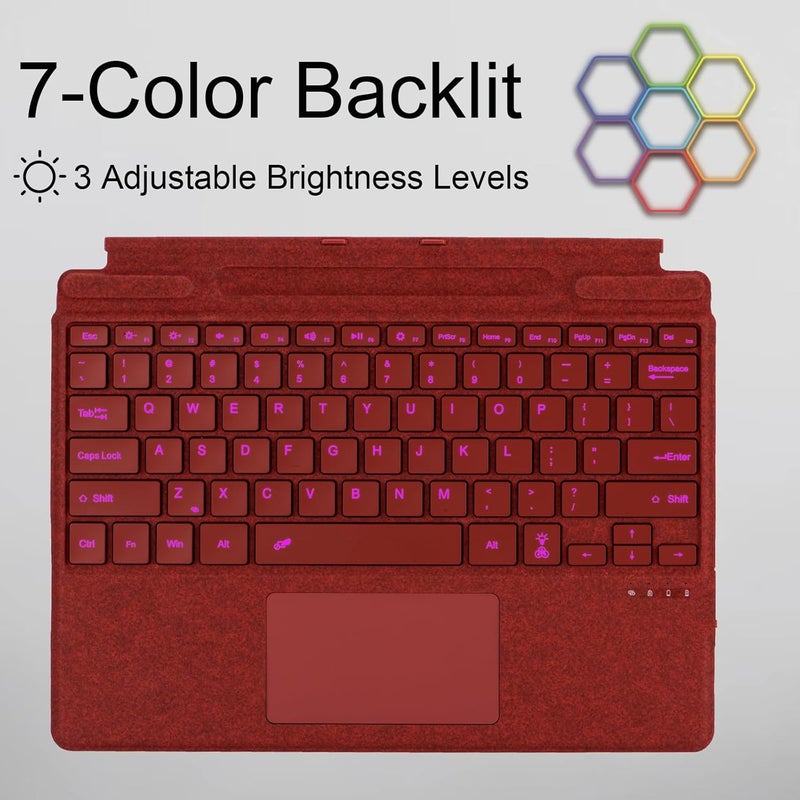 Mobee Bluetooth Type Cover for Microsoft Surface Pro 13 inch, Compatible with Surface Pro 13"(11th Edition) / Pro 11 / Pro 10 / Pro 9 / Pro 8 / Pro X, Slim Keyboard with Trackpad Mouse, Backlit - Image 3